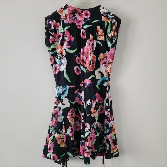 YUMI KIM | 100%  silk Soho mixer faux dress floral black pink sz S - Picture 4 of 7